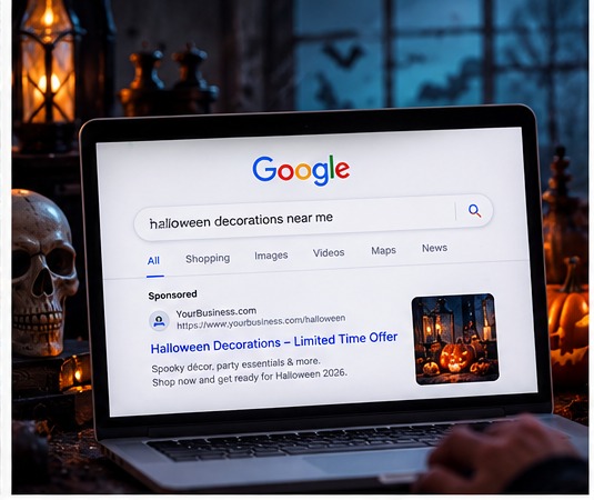 Halloween Google Ads campaign strategy illustration