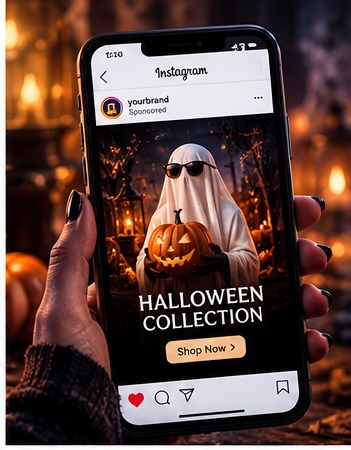 Halloween Facebook and Instagram advertising strategy illustration
